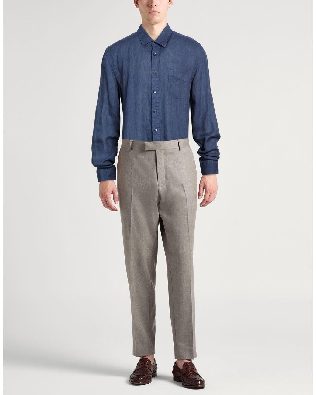 120% Lino Blue Shirt Linen for men