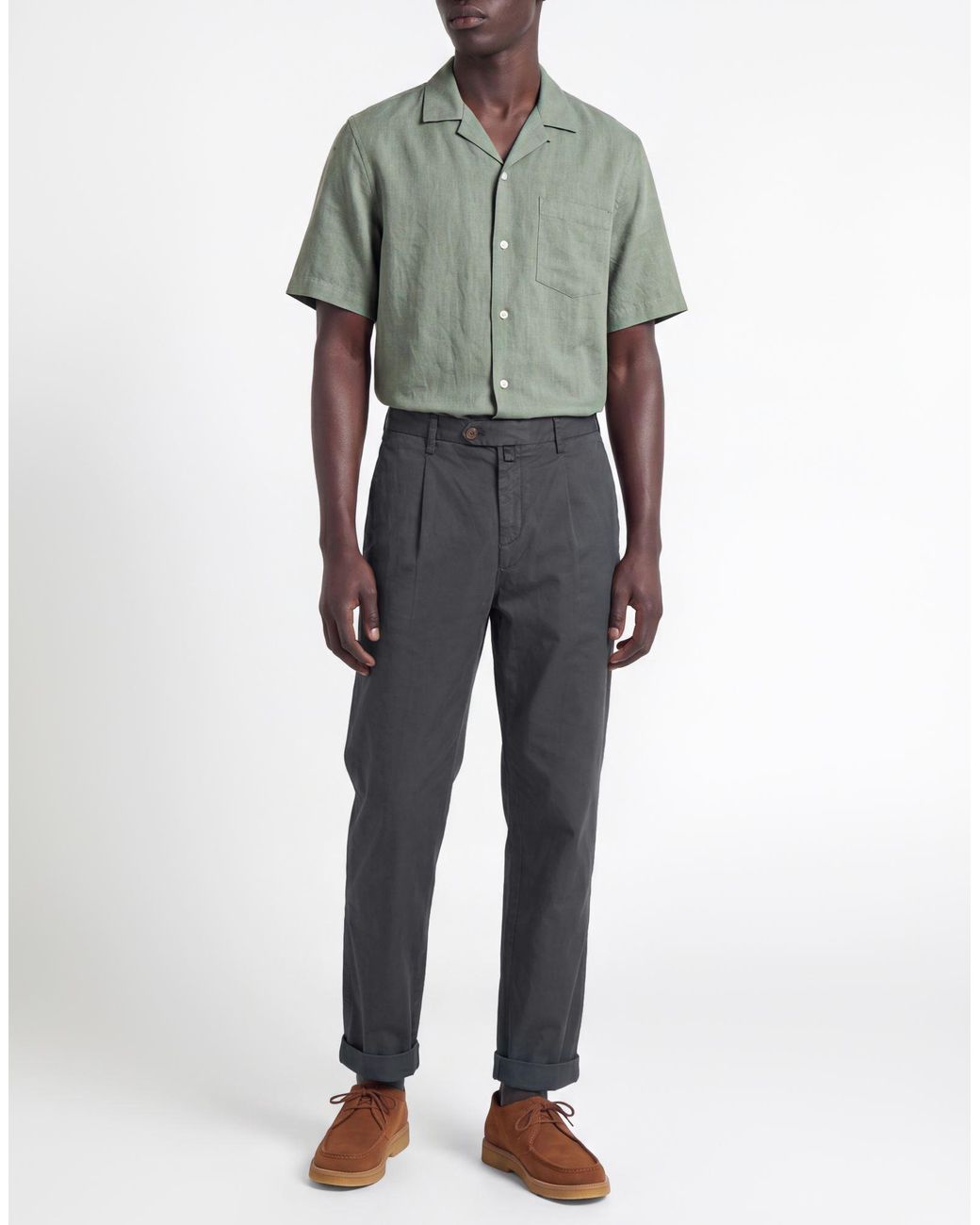 Myths Gray Pants Cotton, Linen, Elastane for men