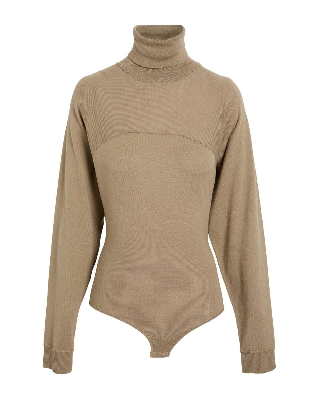 Maison Margiela Natural Khaki Turtleneck Acrylic, Virgin Wool