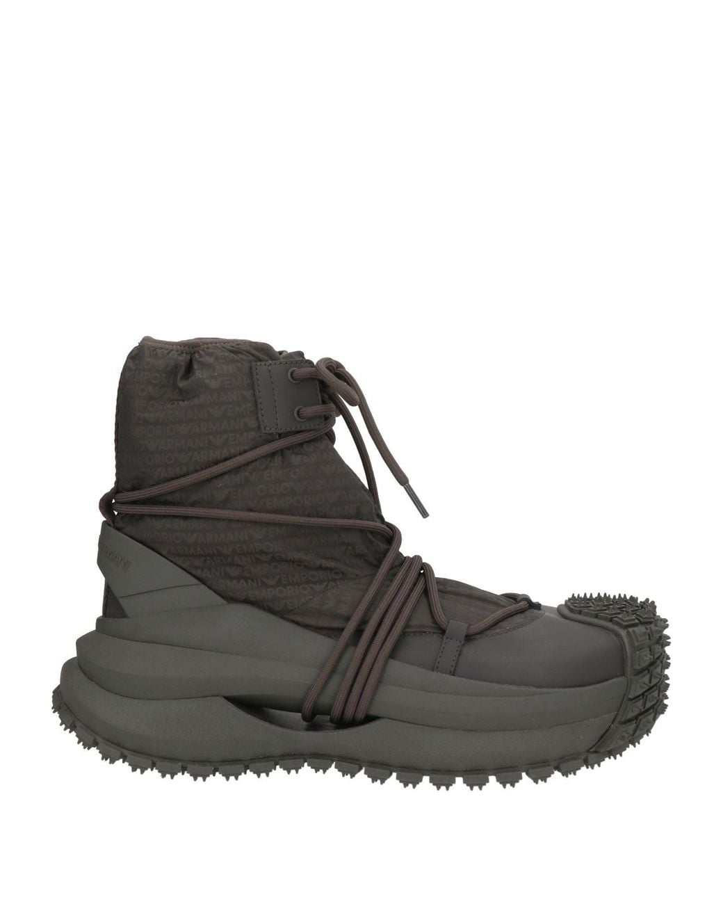 Emporio Armani Black Charcoal Ankle Boots Textile Fibers, Synthetic Material for men