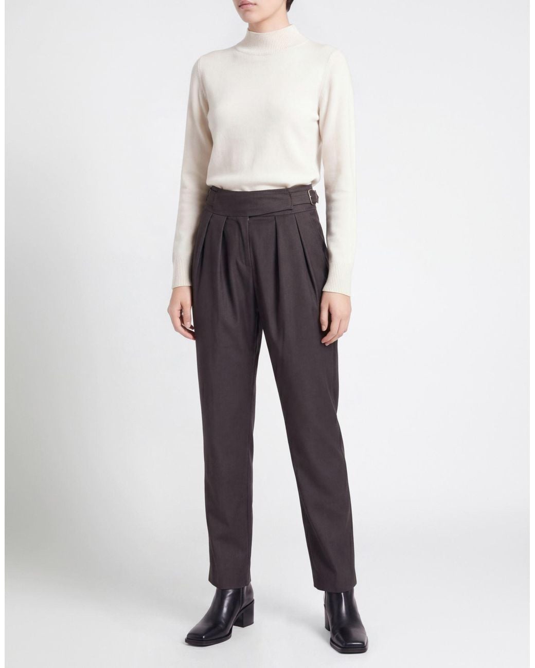 Nenette Black Charcoal Pants Polyester, Viscose, Elastane