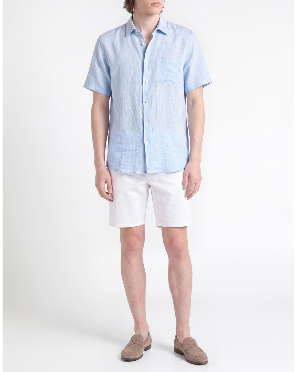 Canali Blue Light Shirt Linen for men