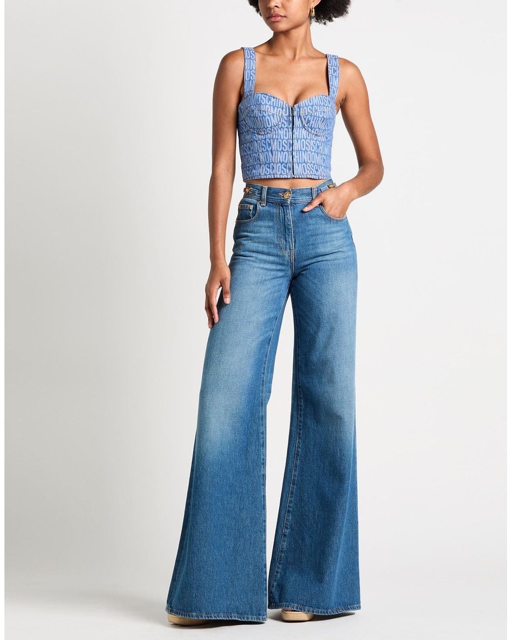 Moschino Blue Top Cotton, Polyester