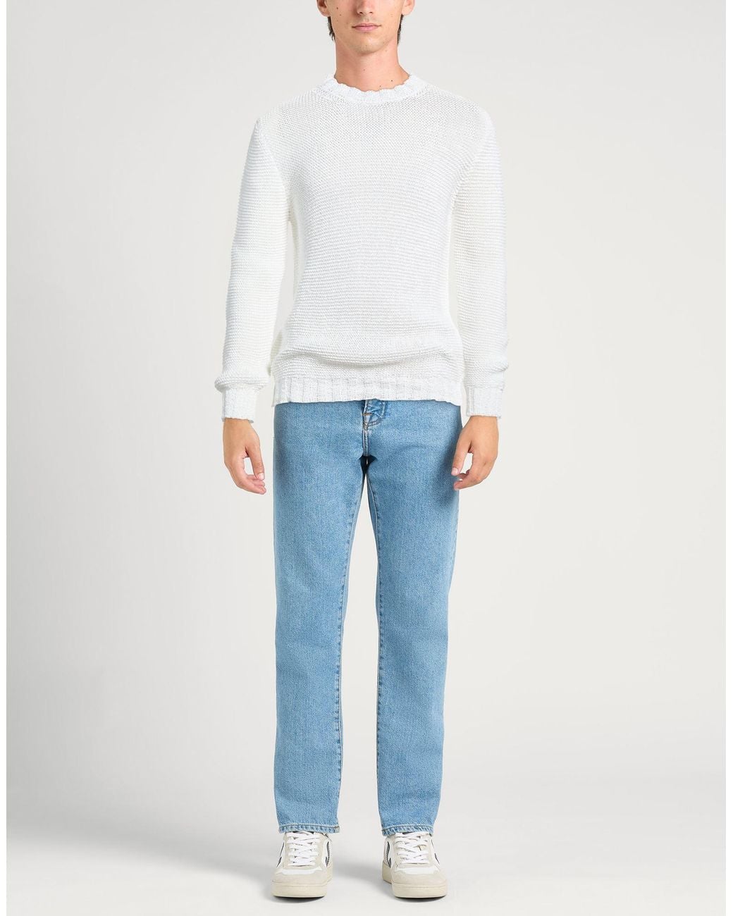 Alpha Studio White Sweater Polyester, Polyamide for men
