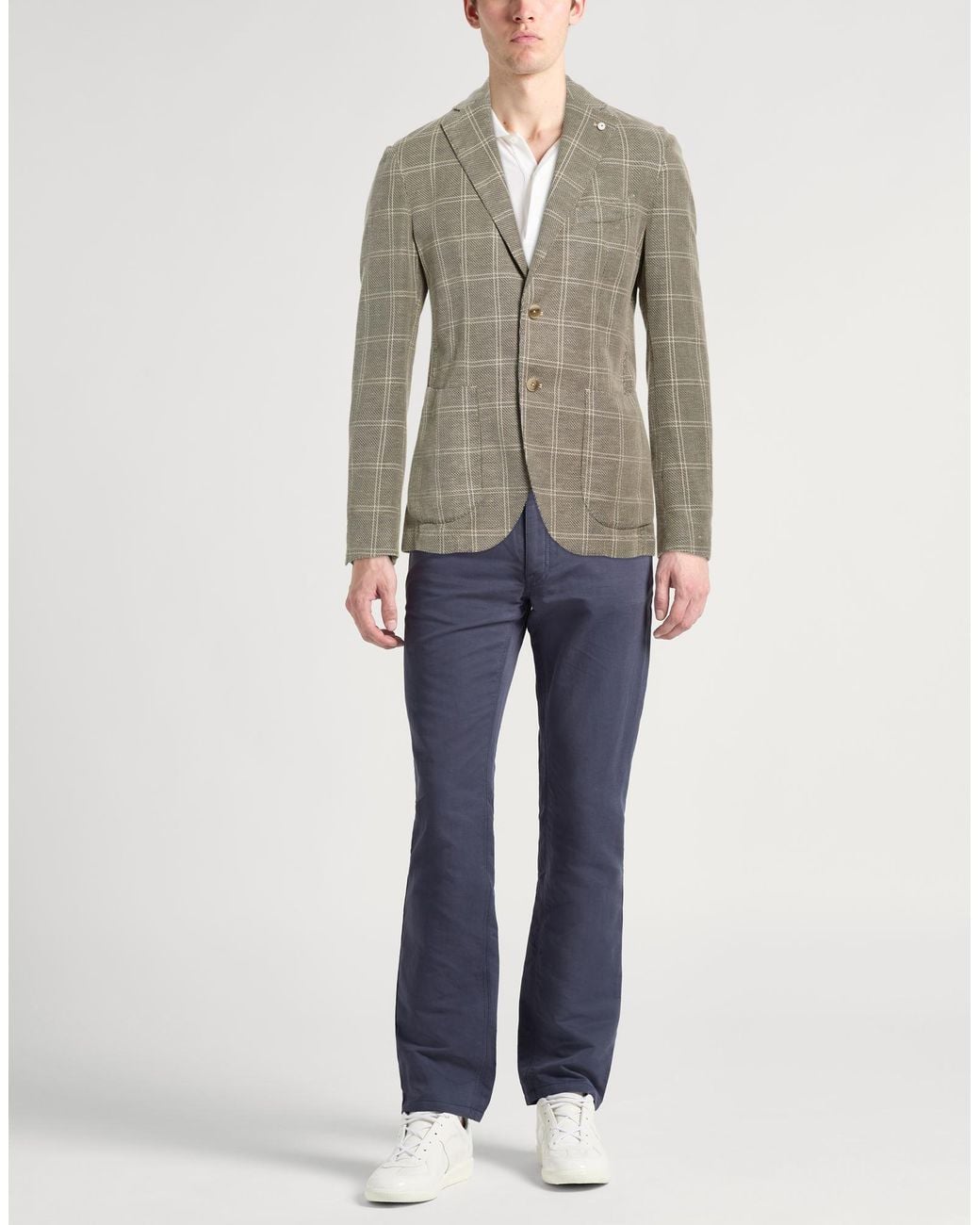 L.b.m. 1911 Gray Blazer Cotton, Linen, Nylon, Polyester for men