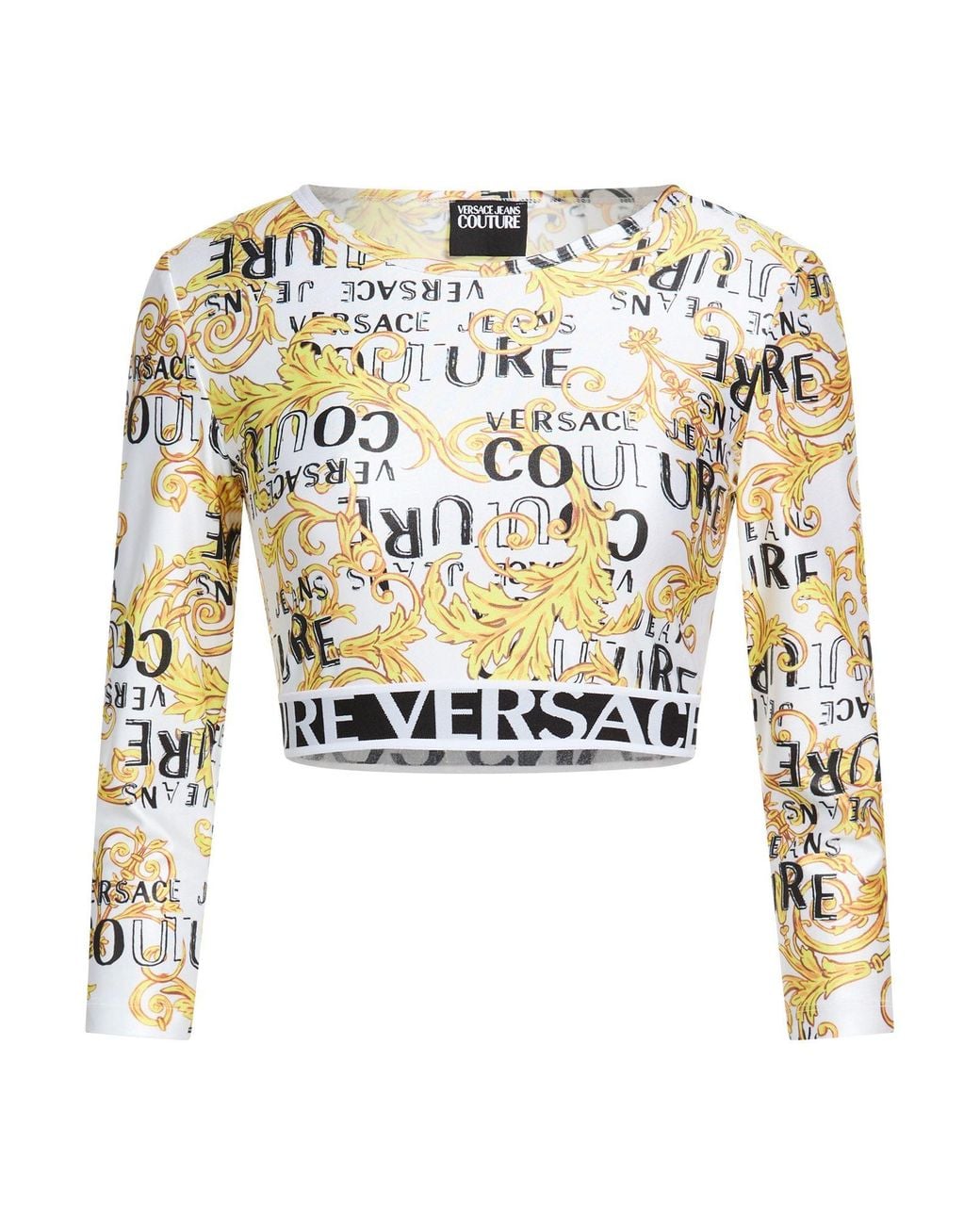 Versace Jeans Couture White Top Polyester, Elastane