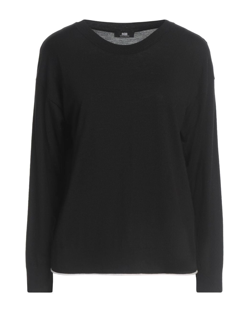 Alpha Studio Black The Fine Essentials Sweater Merino Wool