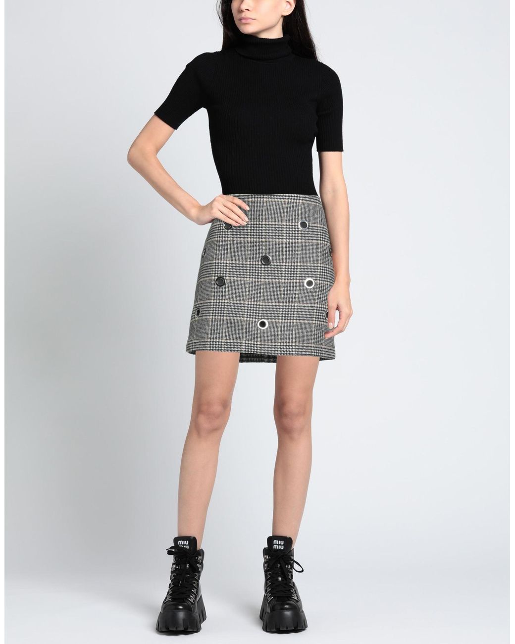 Shirtaporter Gray Mini Skirt Wool, Polyester, Polyamide