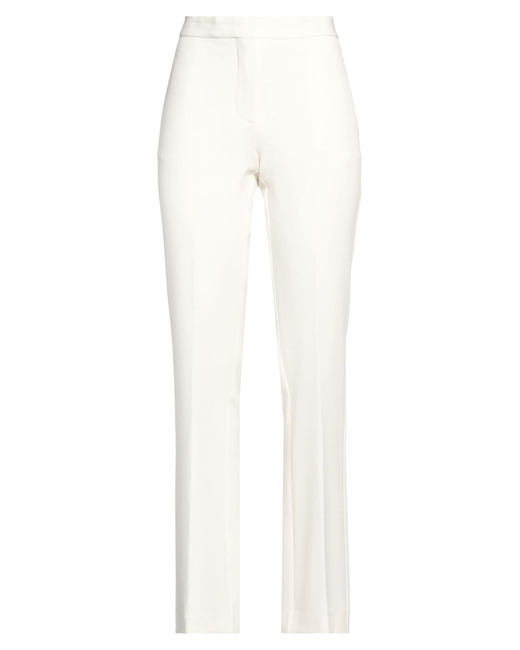 Semicouture White Ivory Pants Polyester, Elastane