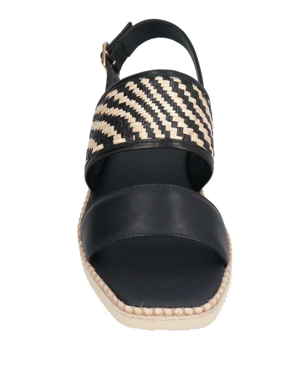 Hogan Black Espadrilles Leather, Natural Raffia