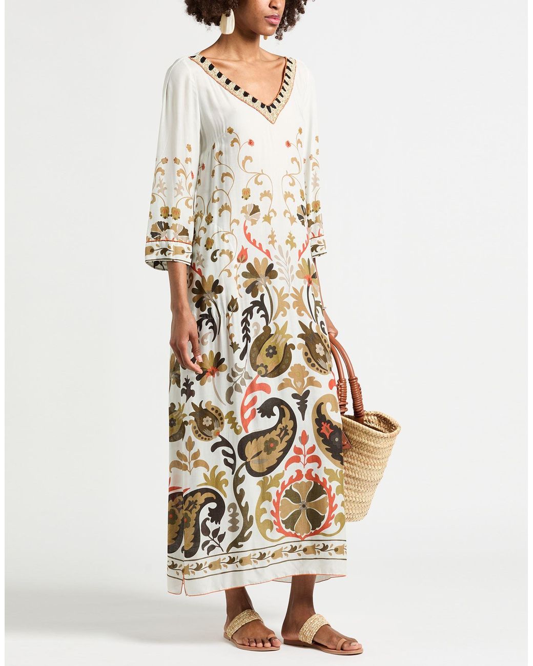 Maliparmi White Maxi Dress Viscose