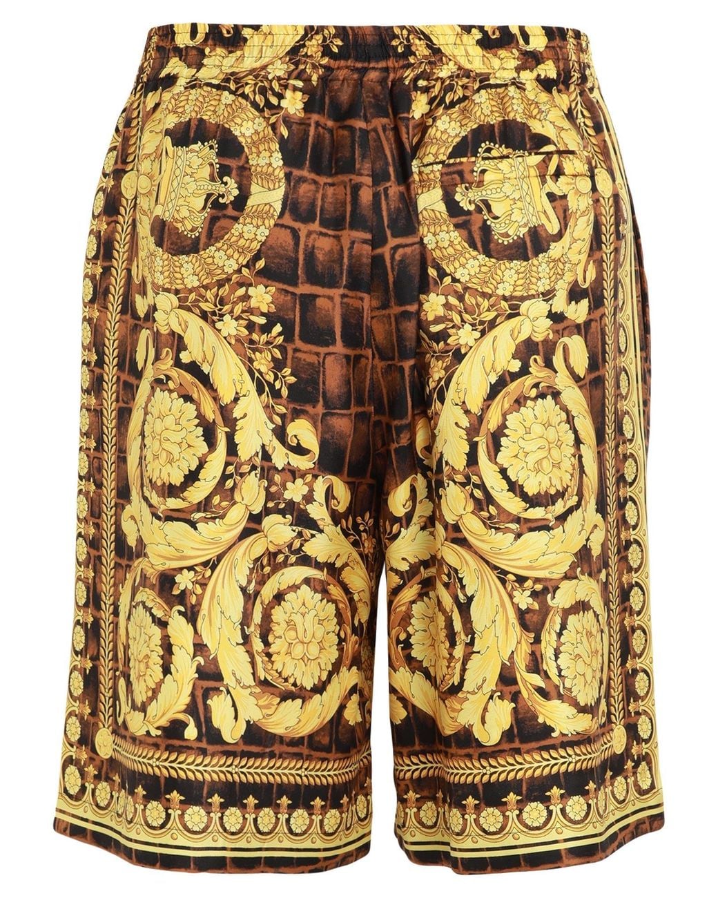 Bermuda in seta di Versace in Yellow da Uomo