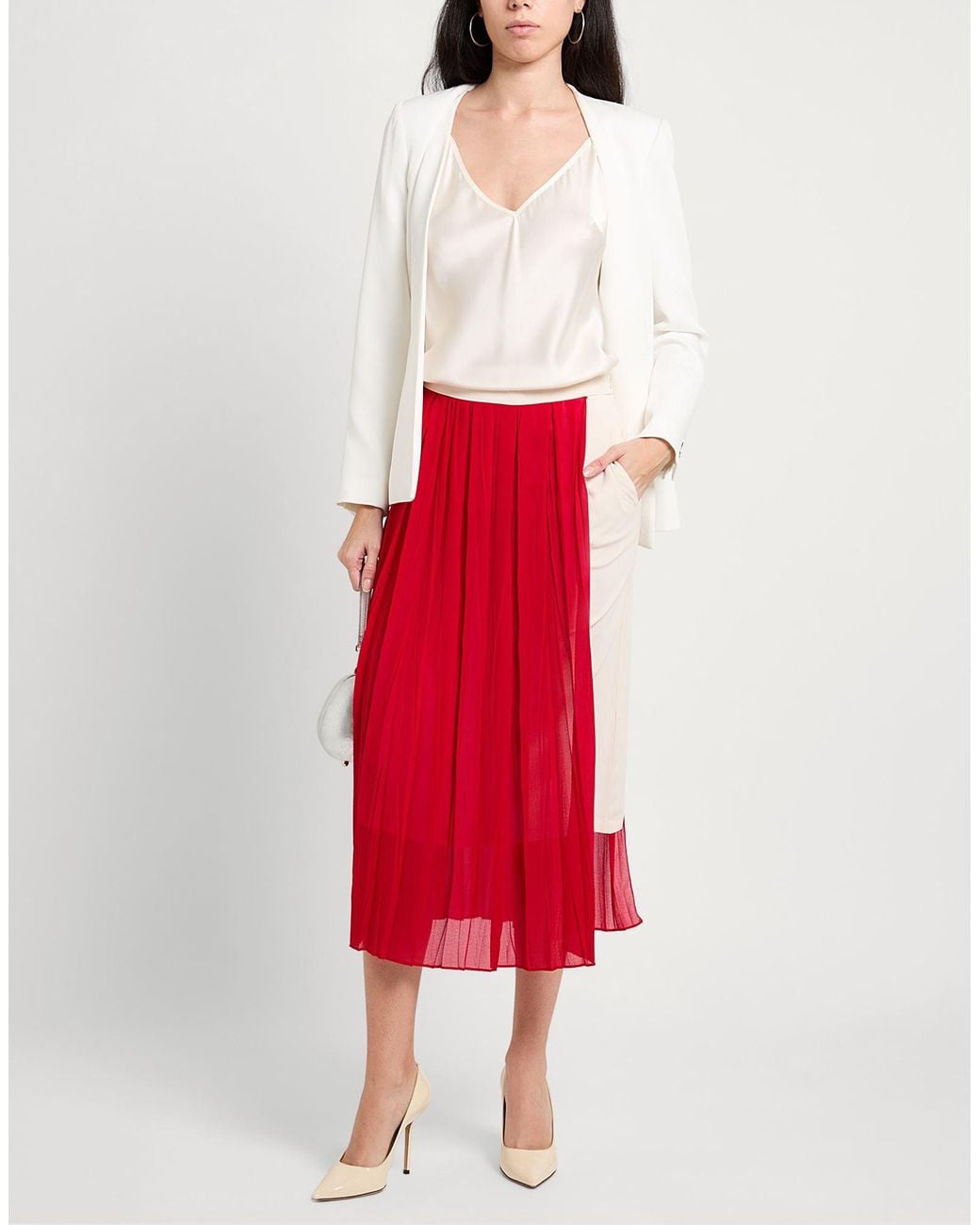 Semicouture Red Midi Skirt