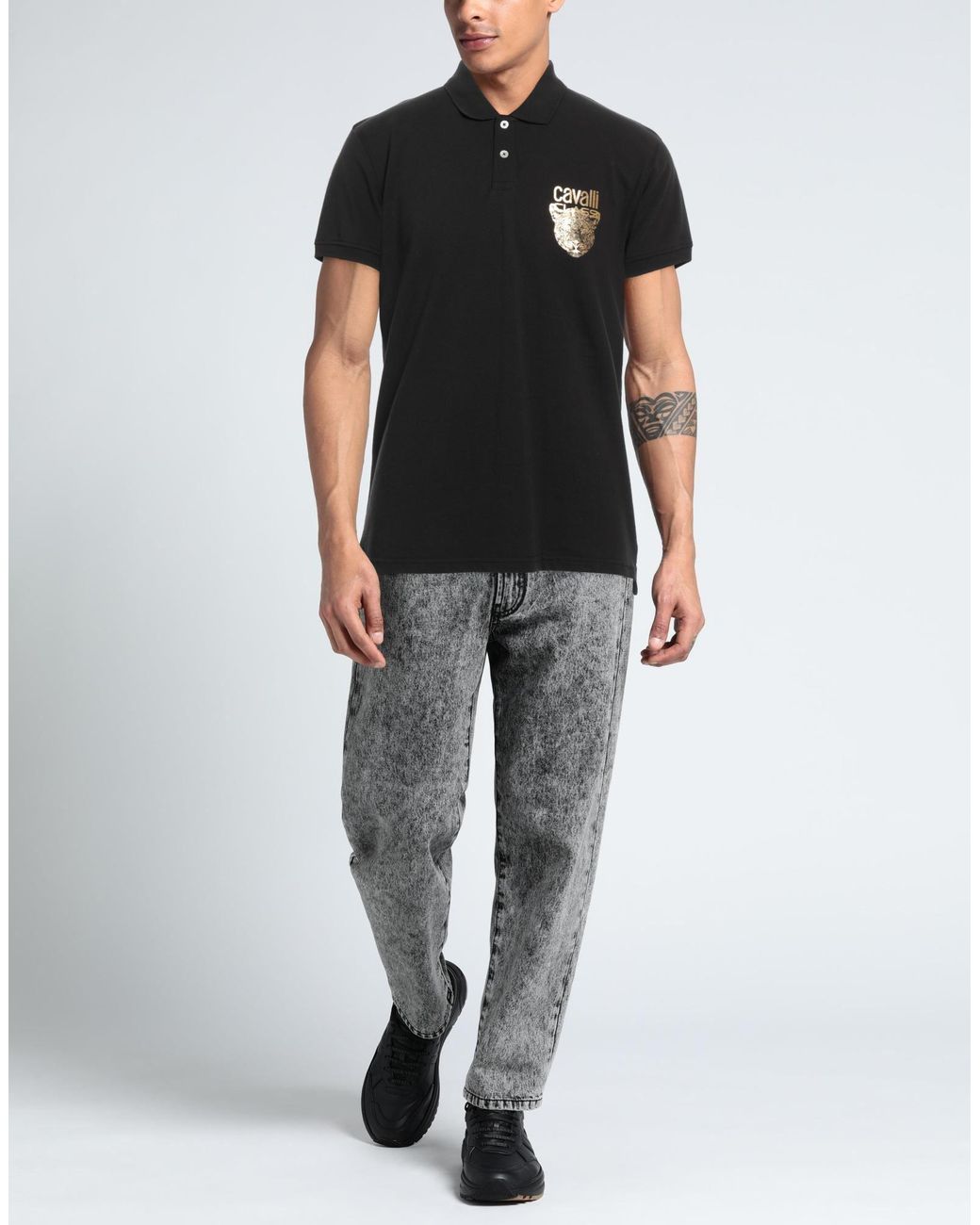 Roberto Cavalli Black Polo Shirt for men