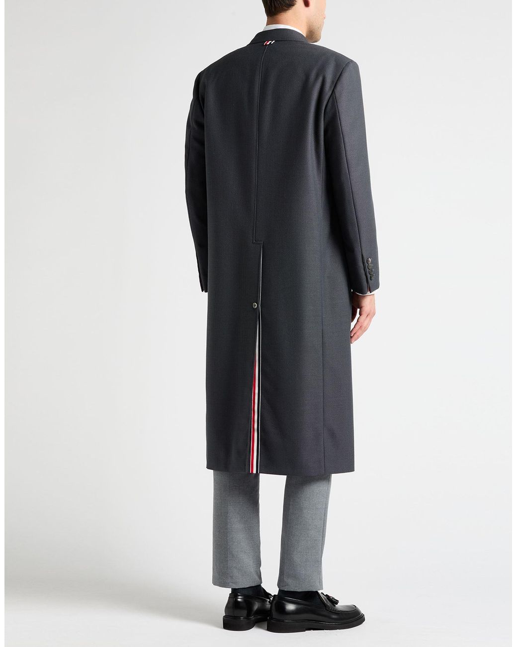 Thom Browne Gray Coat Wool, Polyester for men