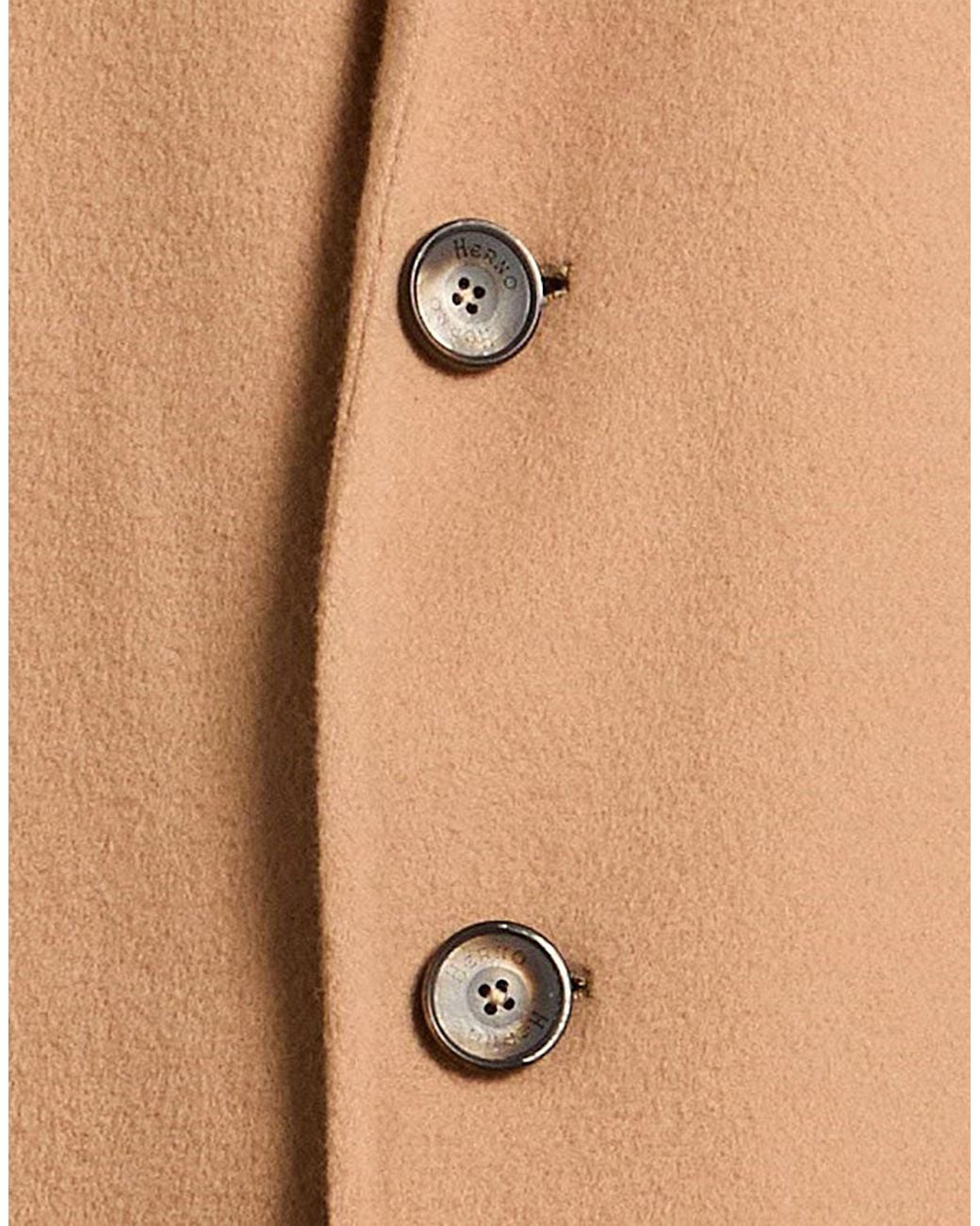 Herno Natural Camel Coat Virgin Wool, Polyamide for men