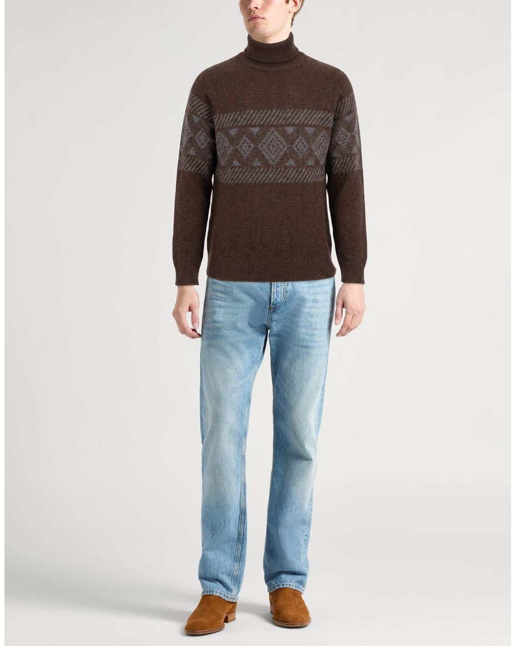 Barba Napoli Brown Dark Turtleneck Virgin Wool for men