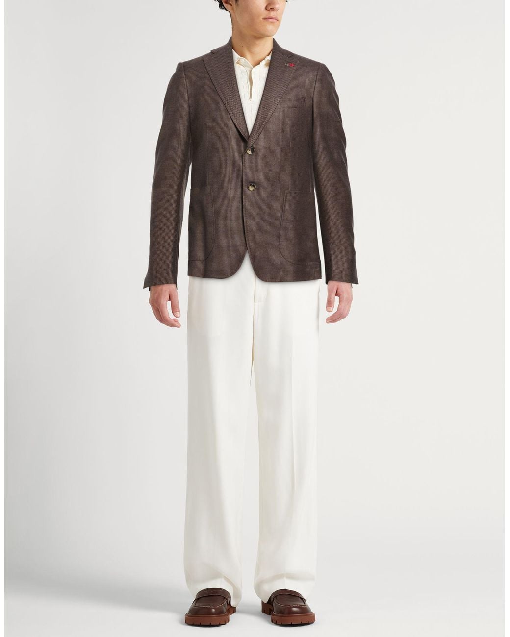 Isaia Brown Dark Blazer Wool for men