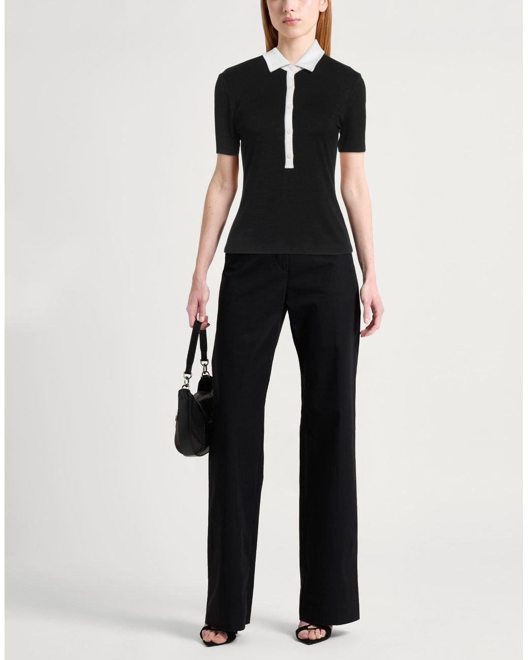 Rag & Bone Black Polo Shirt Rayon, Polyester, Elastane