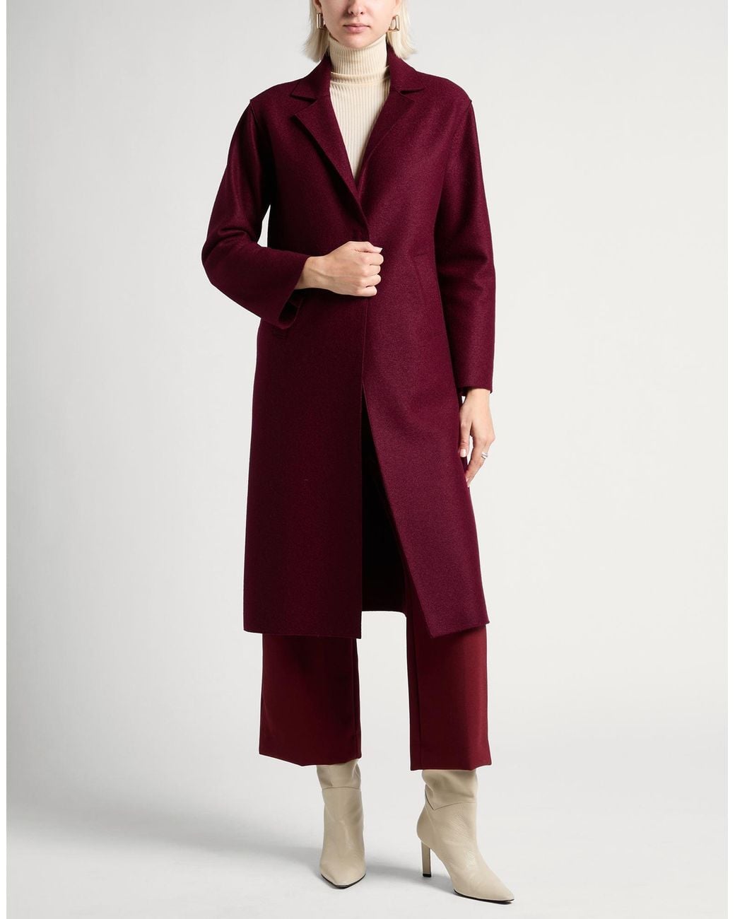 ANNIE PARIS Red Burgundy Coat Virgin Wool