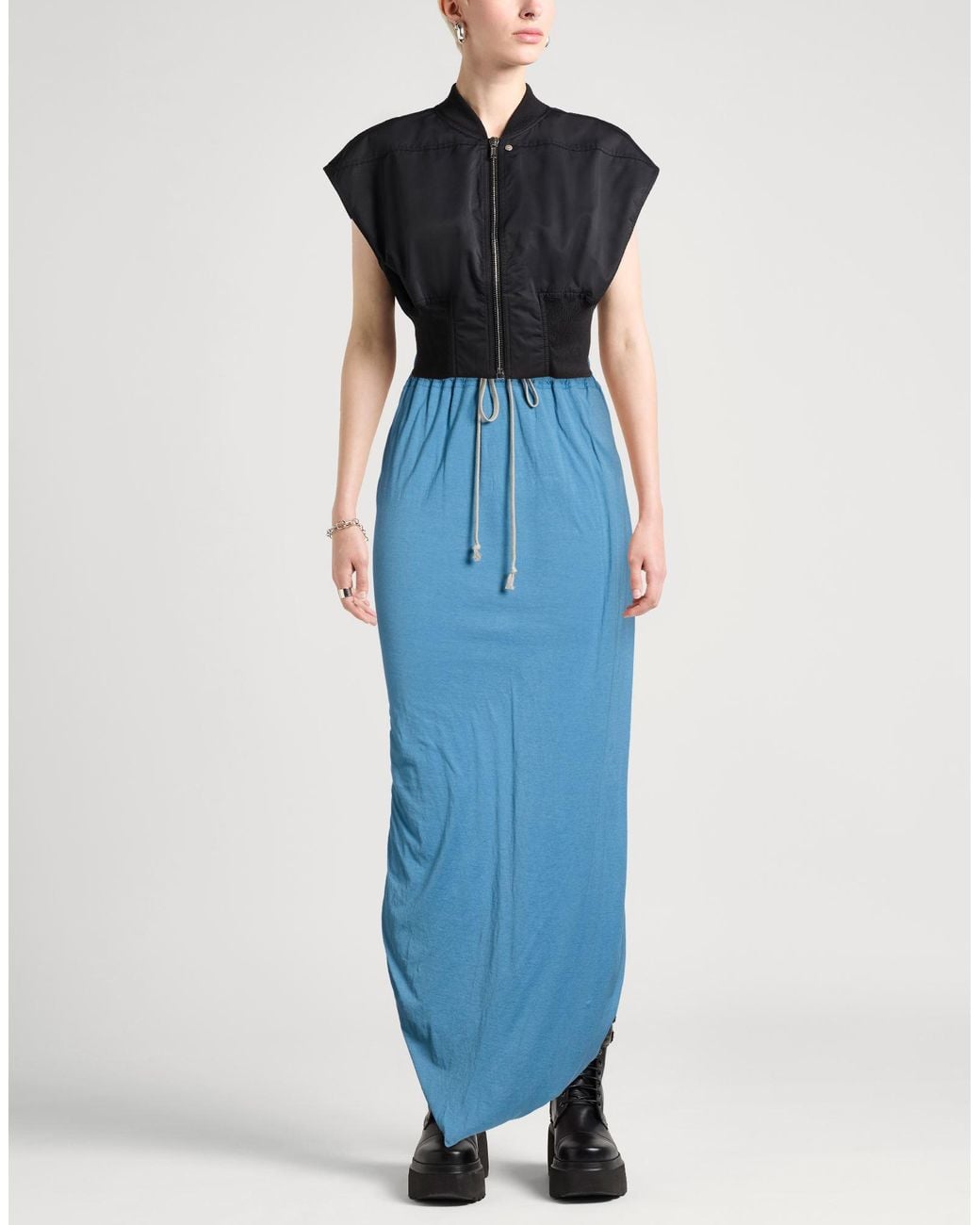 Rick Owens Blue Maxi Skirt Cotton