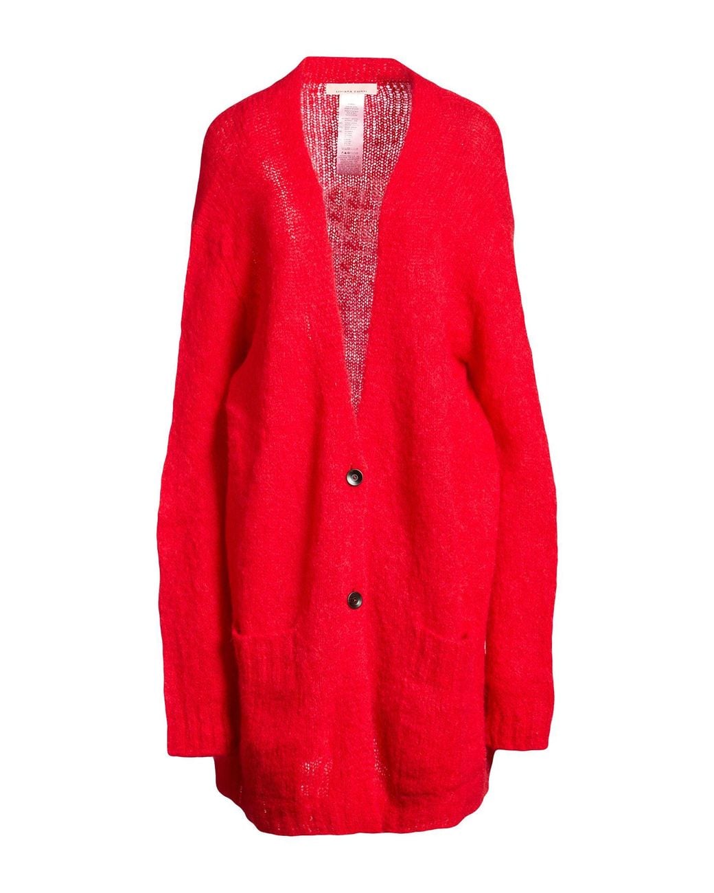 Liviana Conti Red Cardigan Alpaca Wool, Mohair Wool, Polyamide, Elastane