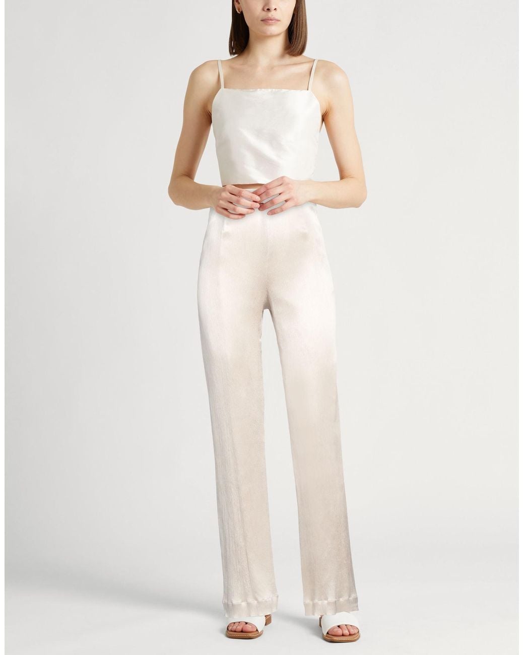 Agnona White Pants Acetate, Silk