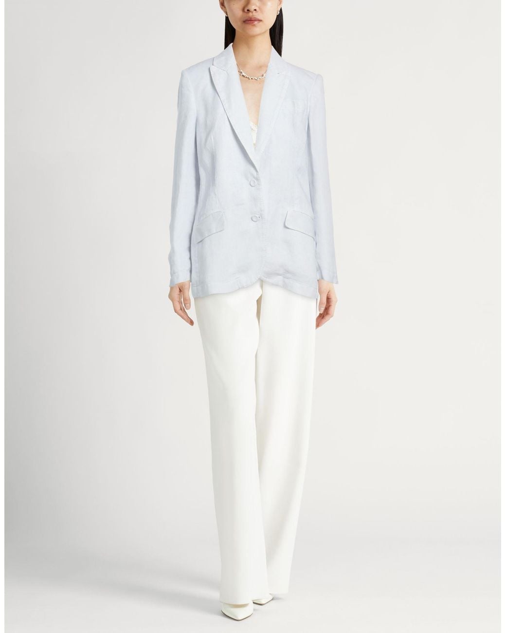 120% Lino White Sky Blazer Linen