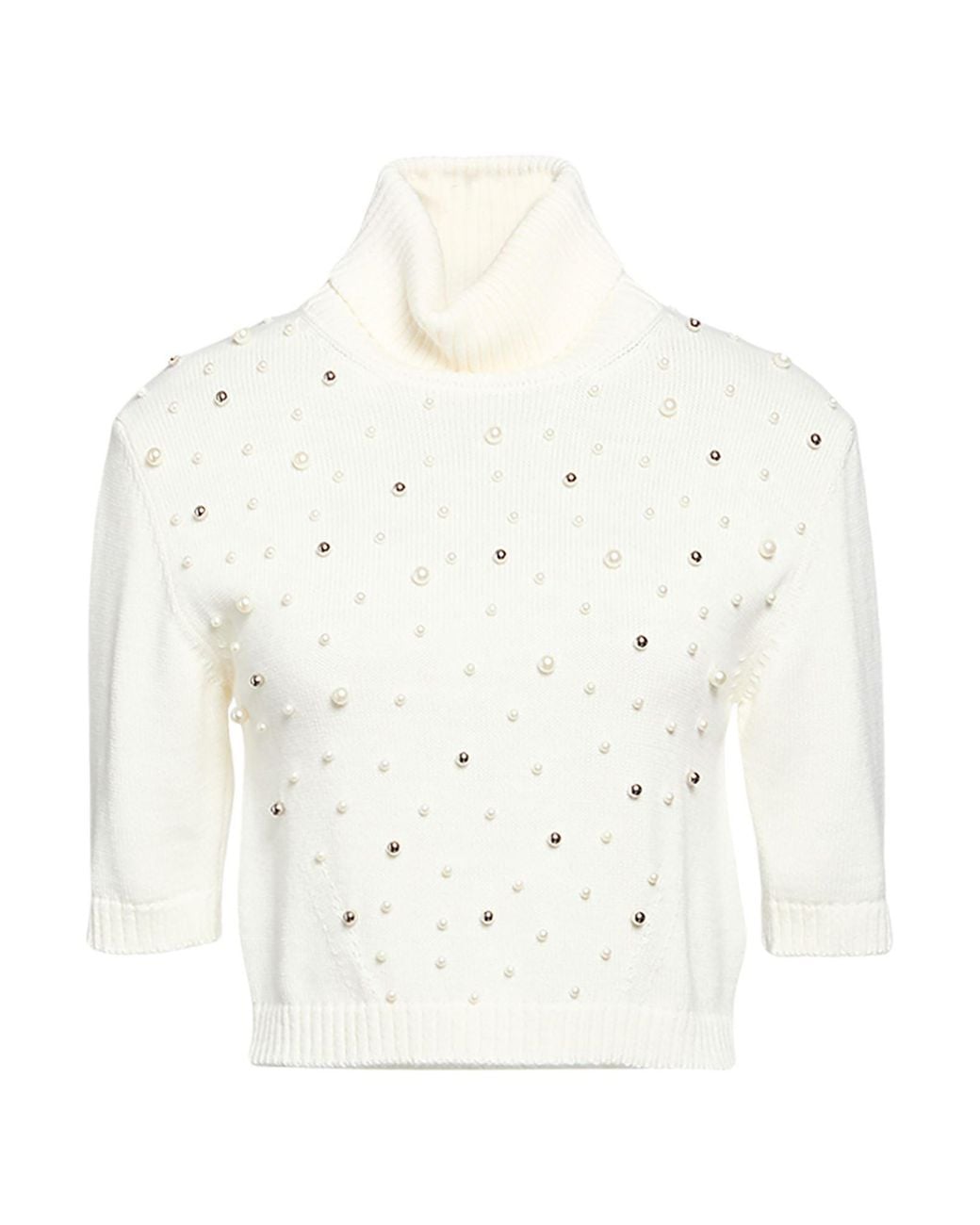 SIMONA CORSELLINI White Turtleneck Wool, Acrylic