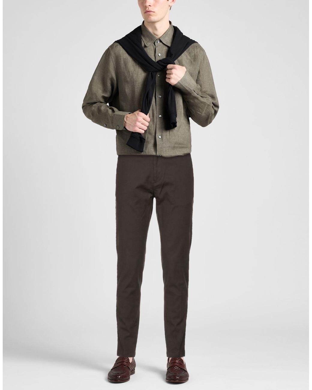 Emporio Armani Gray Pants Cotton, Elastane for men