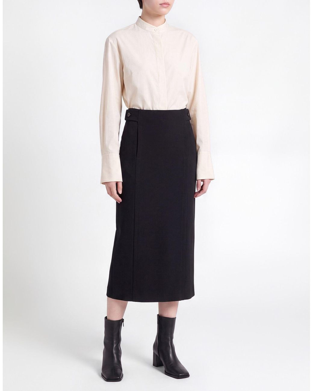 Aspesi Black Midi Skirt Triacetate, Polyester