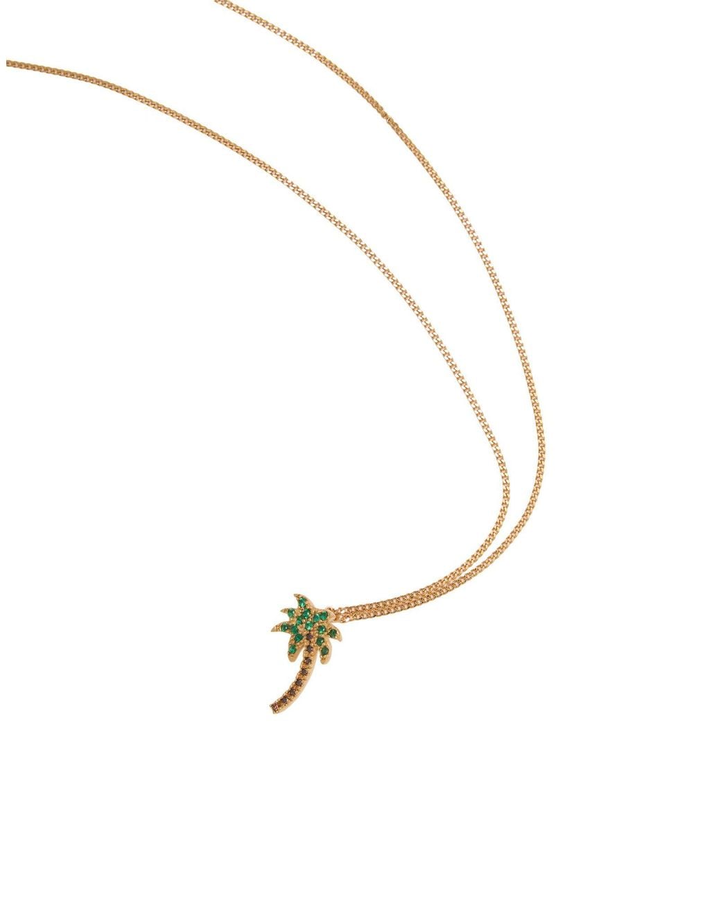 Palm Angels White Necklace Brass, Zirconia for men