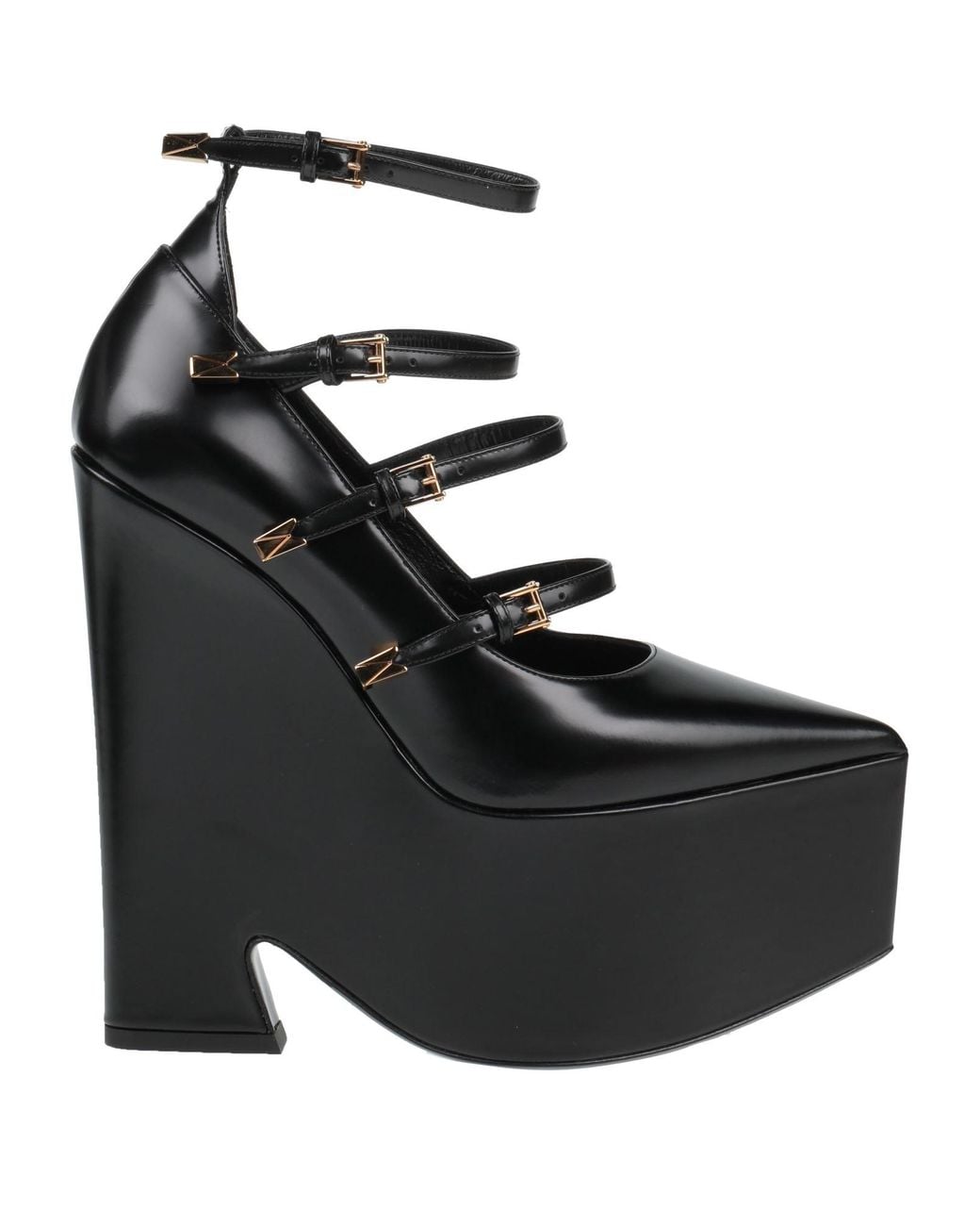 Versace Black Satin Wedge Pumps