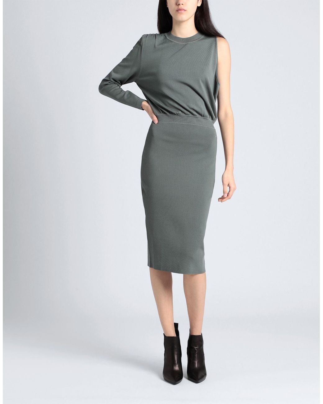 Karl Lagerfeld Gray Asymmetric Knit Dress