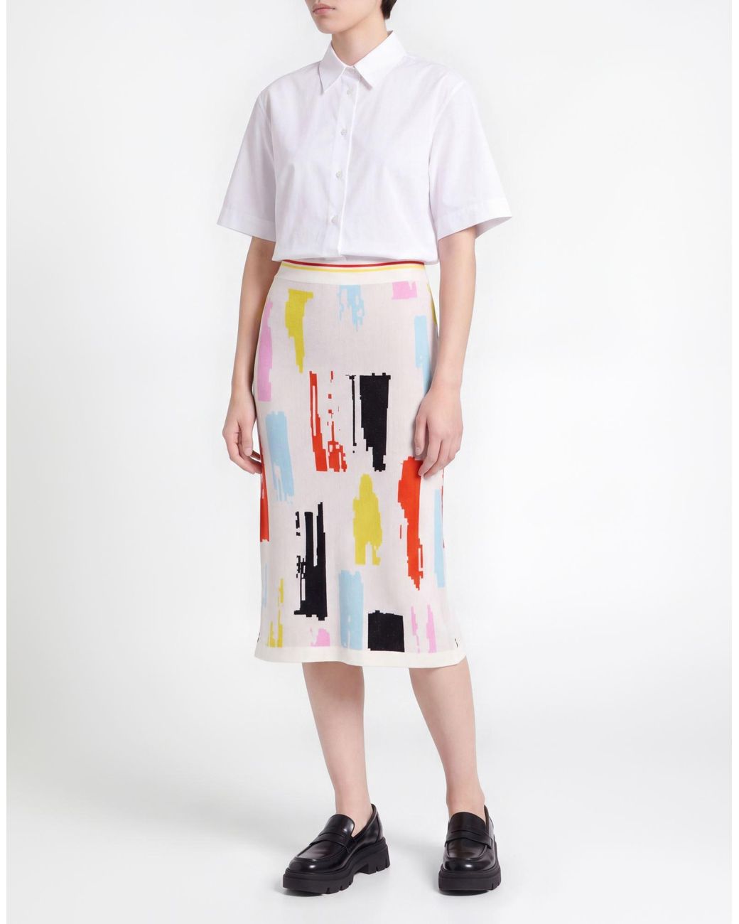 MSGM White Midi Skirt