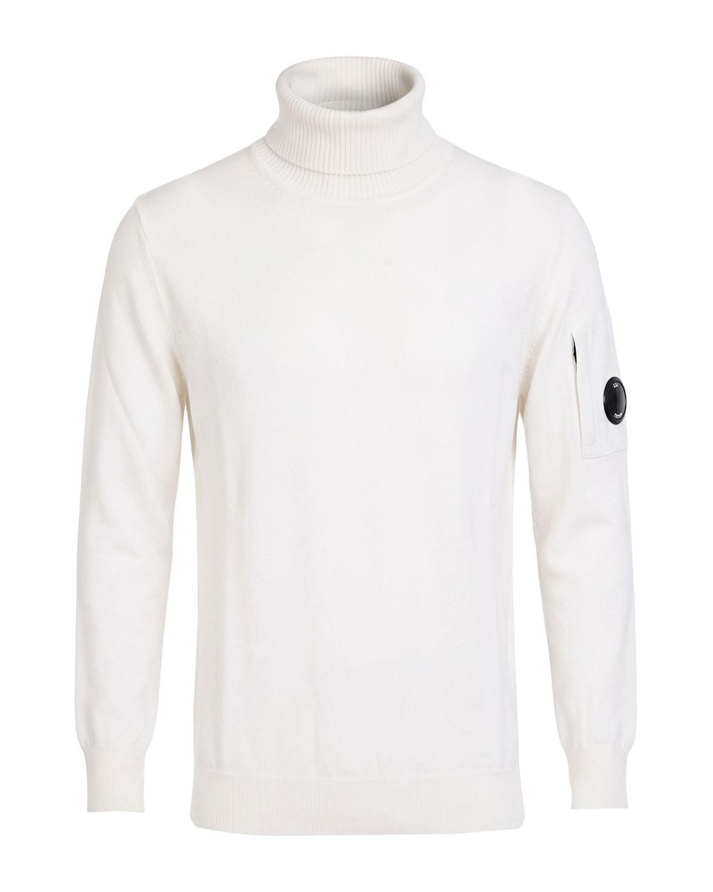 C P Company White Turtleneck Virgin Wool, Polyester for men