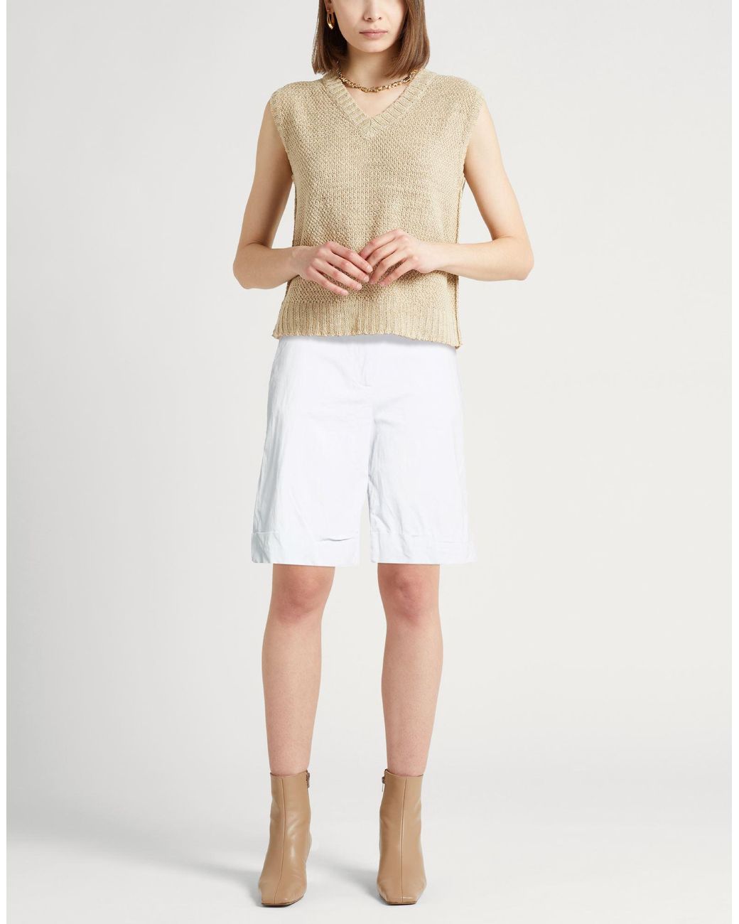Eleventy White Sky Shorts & Bermuda Shorts Cotton, Lyocell, Elastane