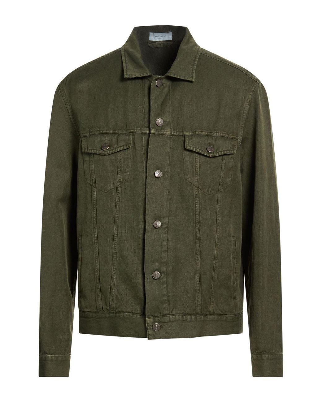 Boglioli Green Military Jacket Cotton, Linen for men