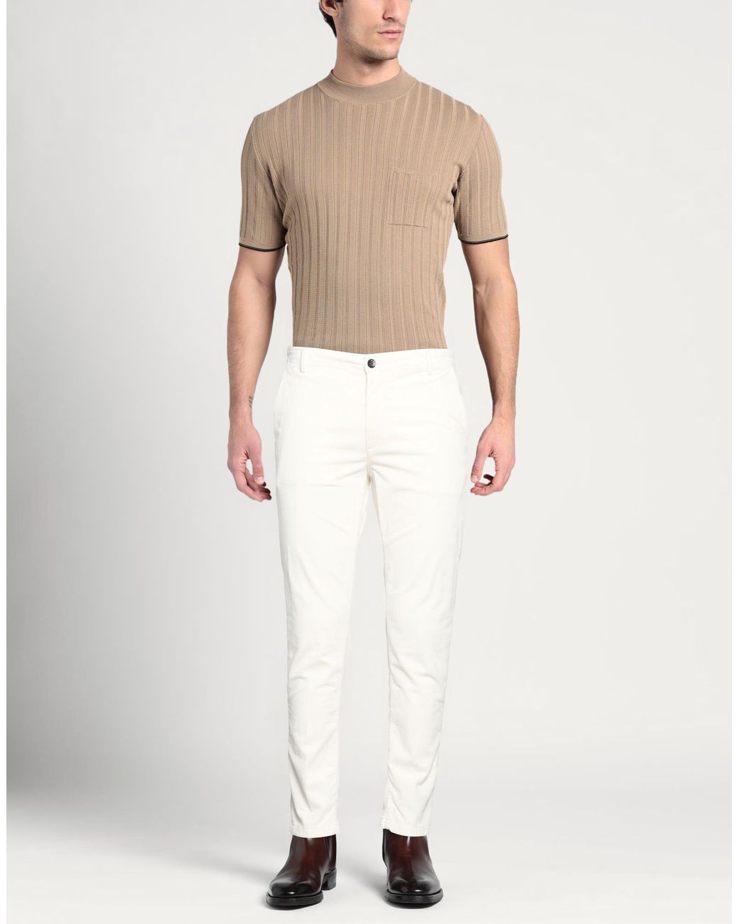Yan Simmon White Pants Cotton, Lyocell, Elastane for men