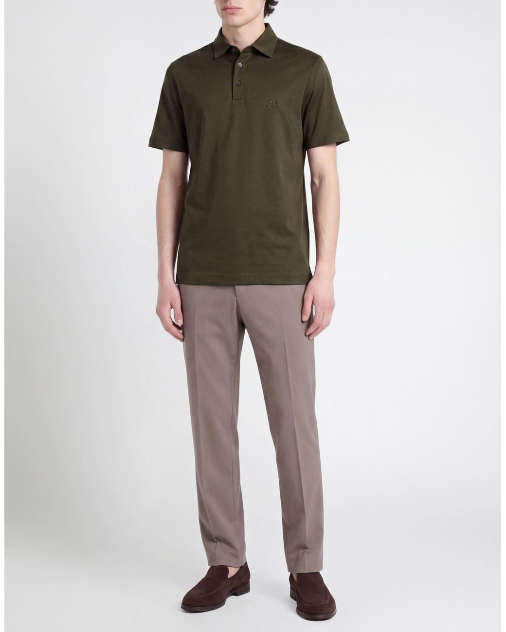 Giorgio Armani Green Military Polo Shirt Cotton for men