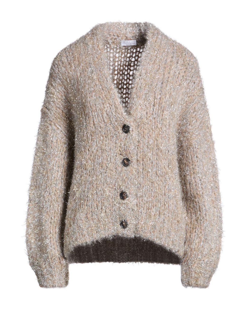 Brunello Cucinelli Brown Cardigan Mohair Wool, Polyamide, Metallic Fiber, Wool