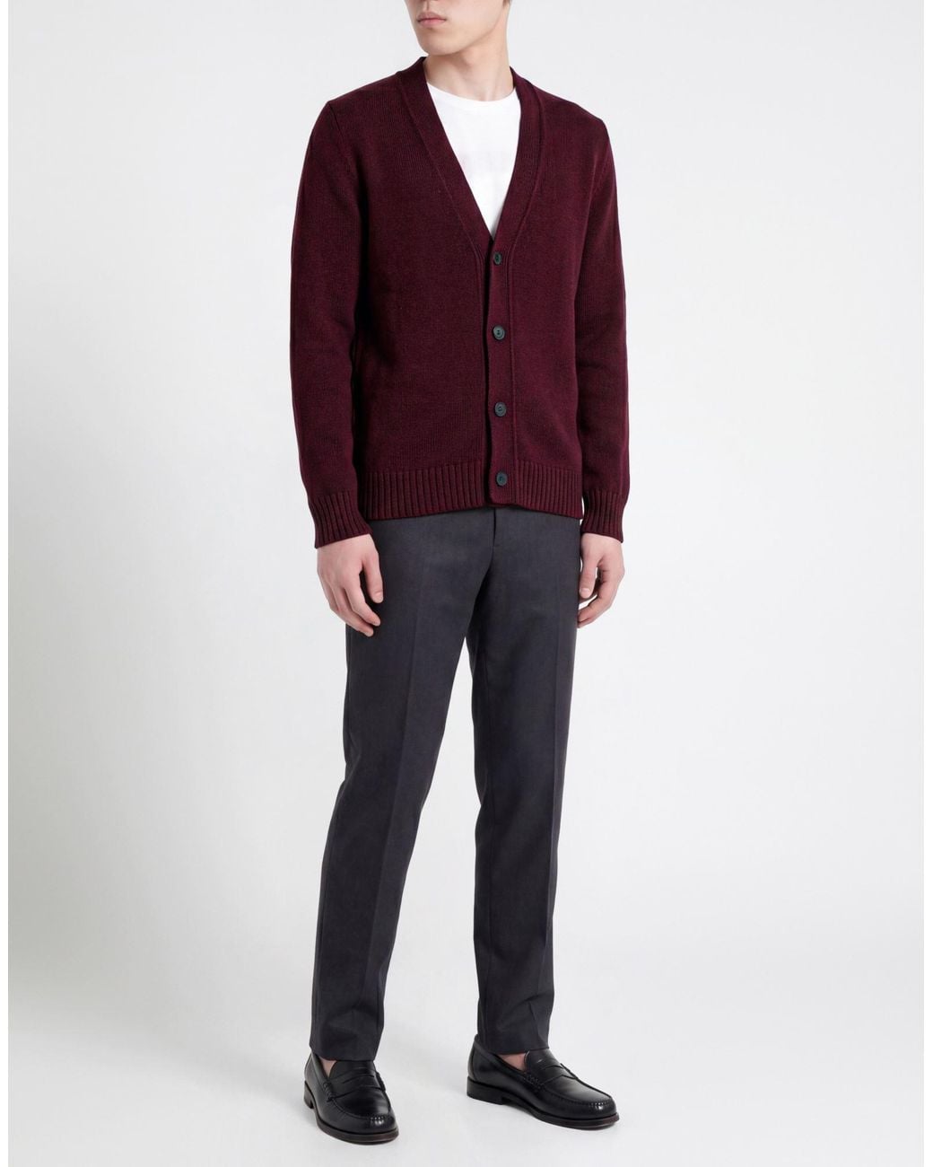 Alpha Studio Red Cardigan Merino Wool for men