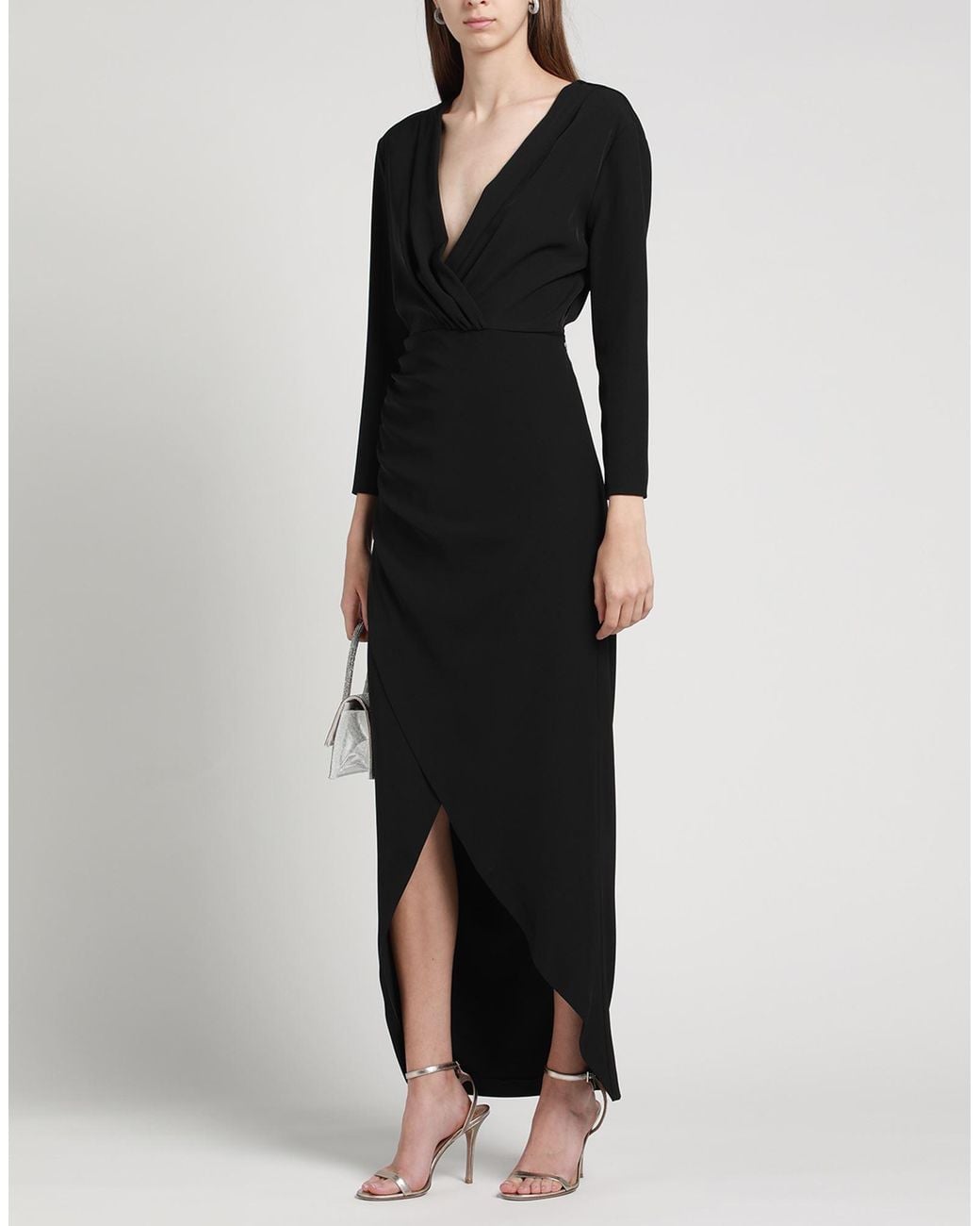 Hanita Black Maxi Dress Polyester, Elastane