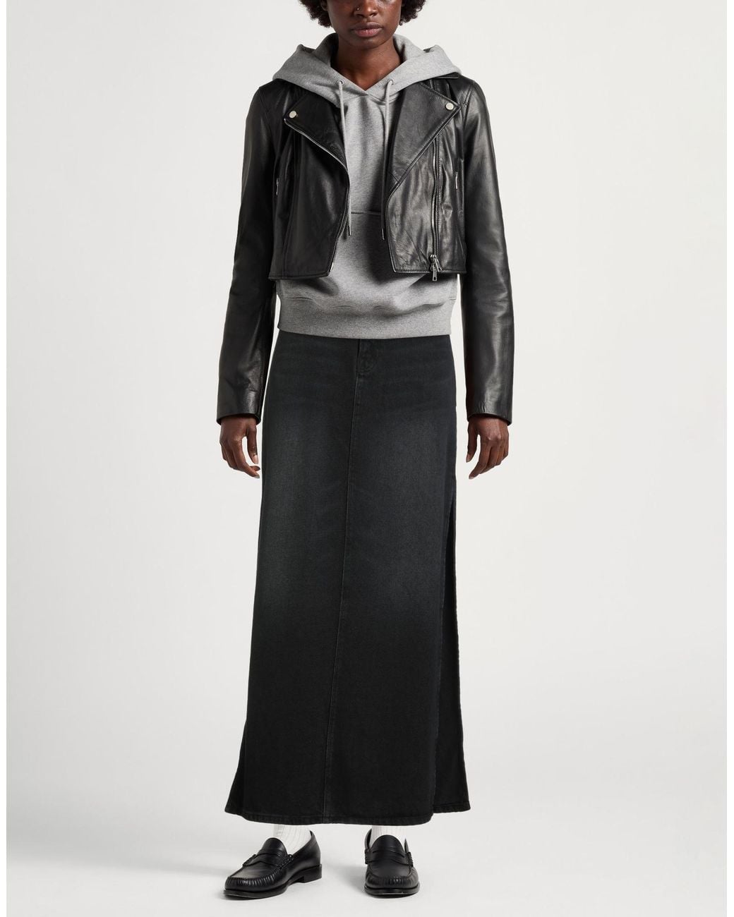 Mother Black Denim Skirt Recycled Cotton, Lyocell, Cotton