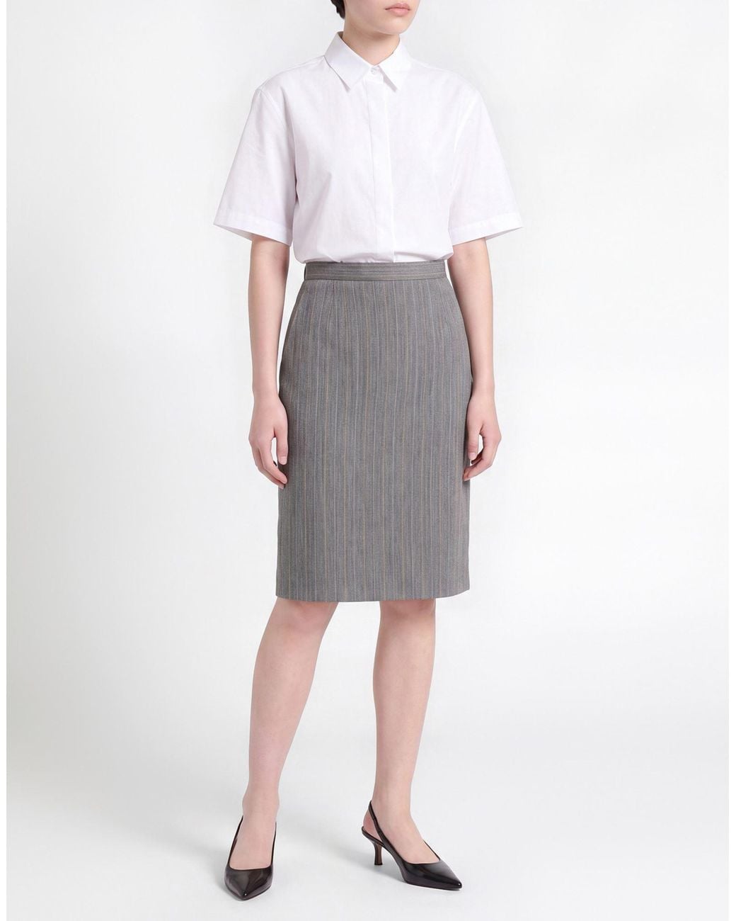 Paul & Joe Gray Midi Skirt Virgin Wool, Silk