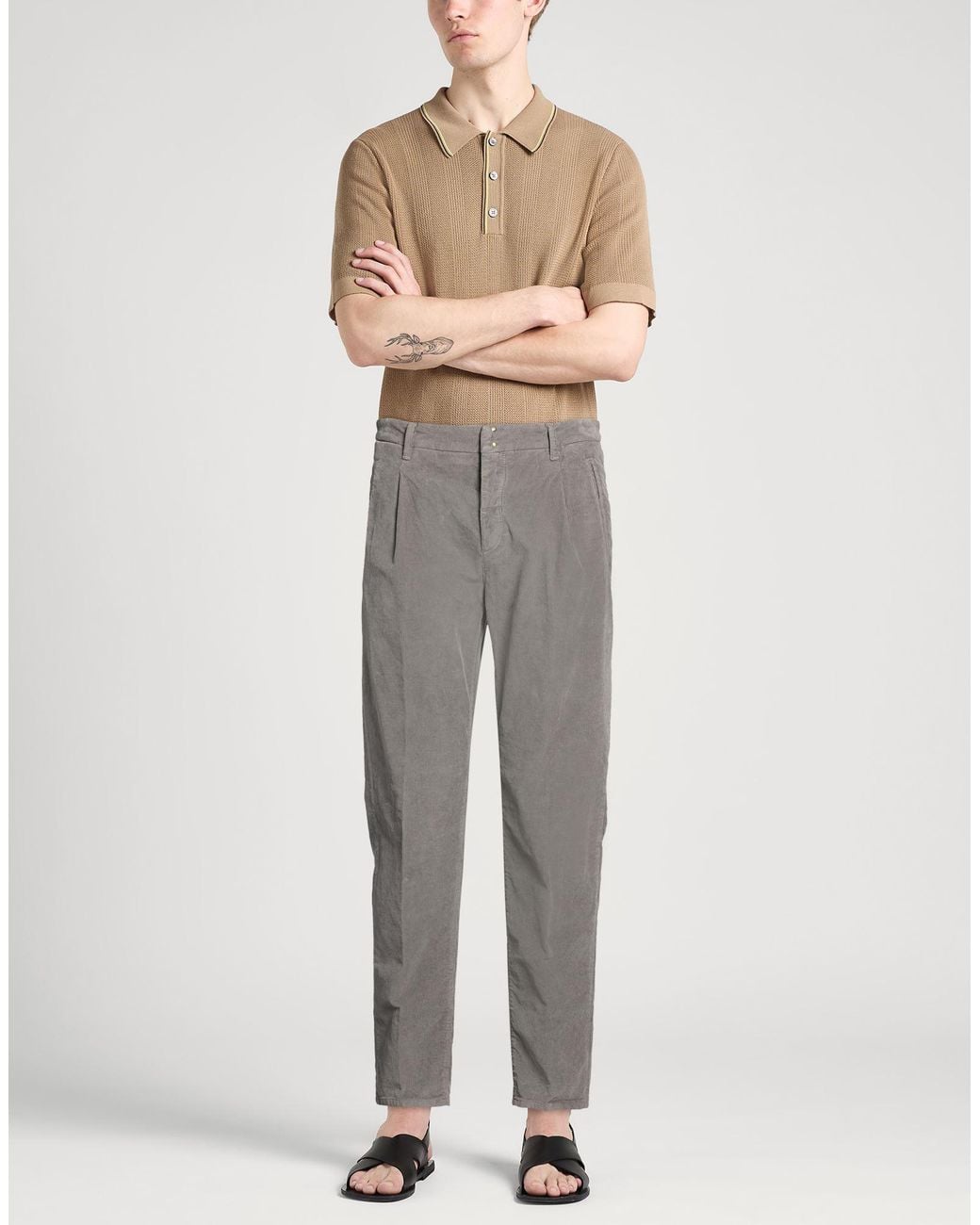 Incotex Gray Pants Cotton, Elastane for men