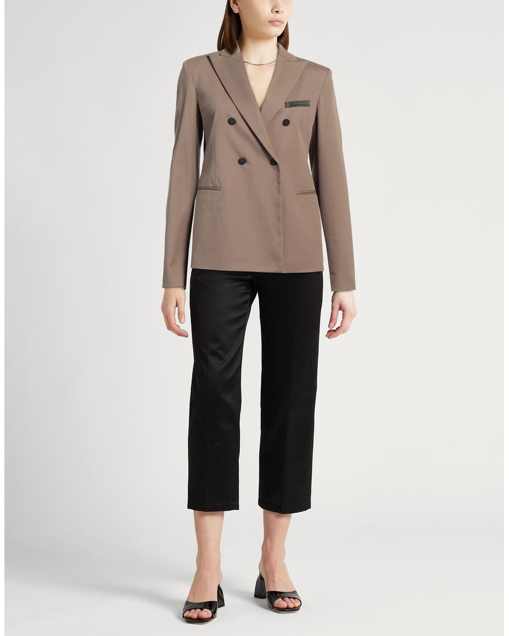 Fabiana Filippi Brown Khaki Blazer Cotton, Polyamide, Elastane, Ecobrass
