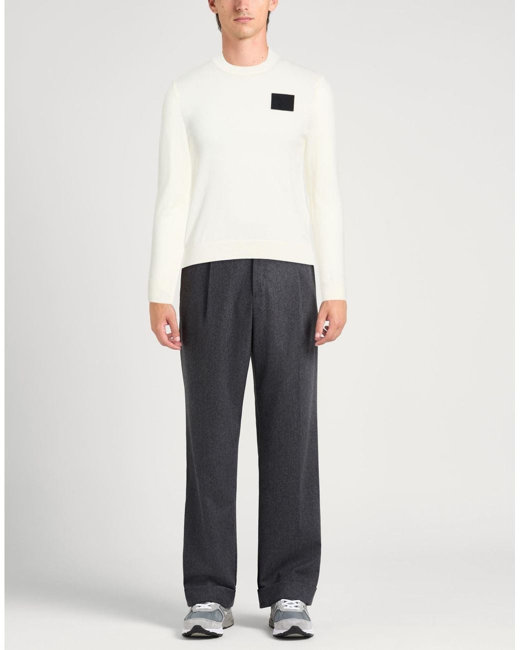 ARMANI EXCHANGE White Sweater Acrylic, Virgin Wool for men