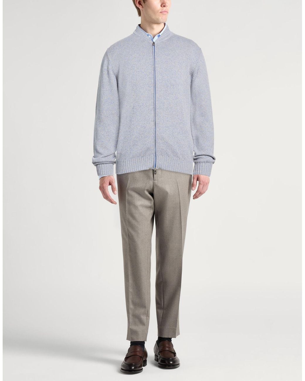 Fedeli Blue Cardigan Cotton, Linen for men