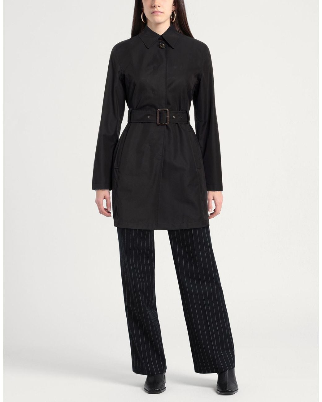 Sealup Black Overcoat & Trench Coat Cotton, Polyamide